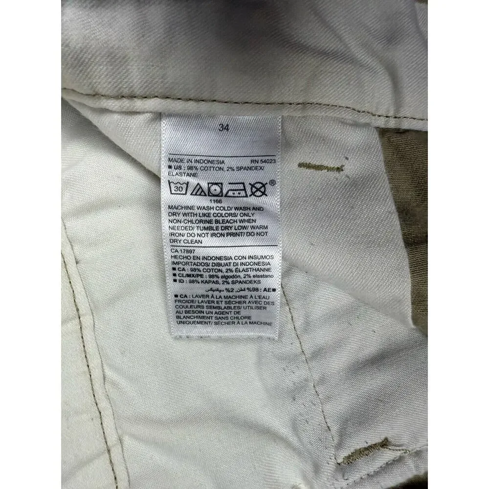 Old Navy Ultimate Slim Chino Shorts Men's 34 Beige Built-In Flex A203